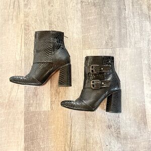 Black Textured Ankle Boots
